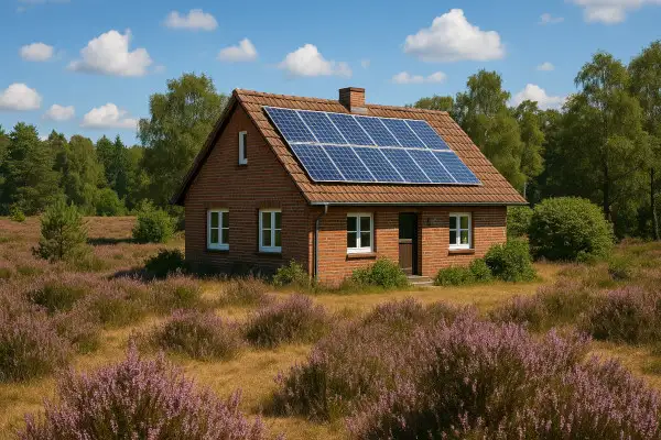 Solarmodule auf Haus in Lüneburger Heide