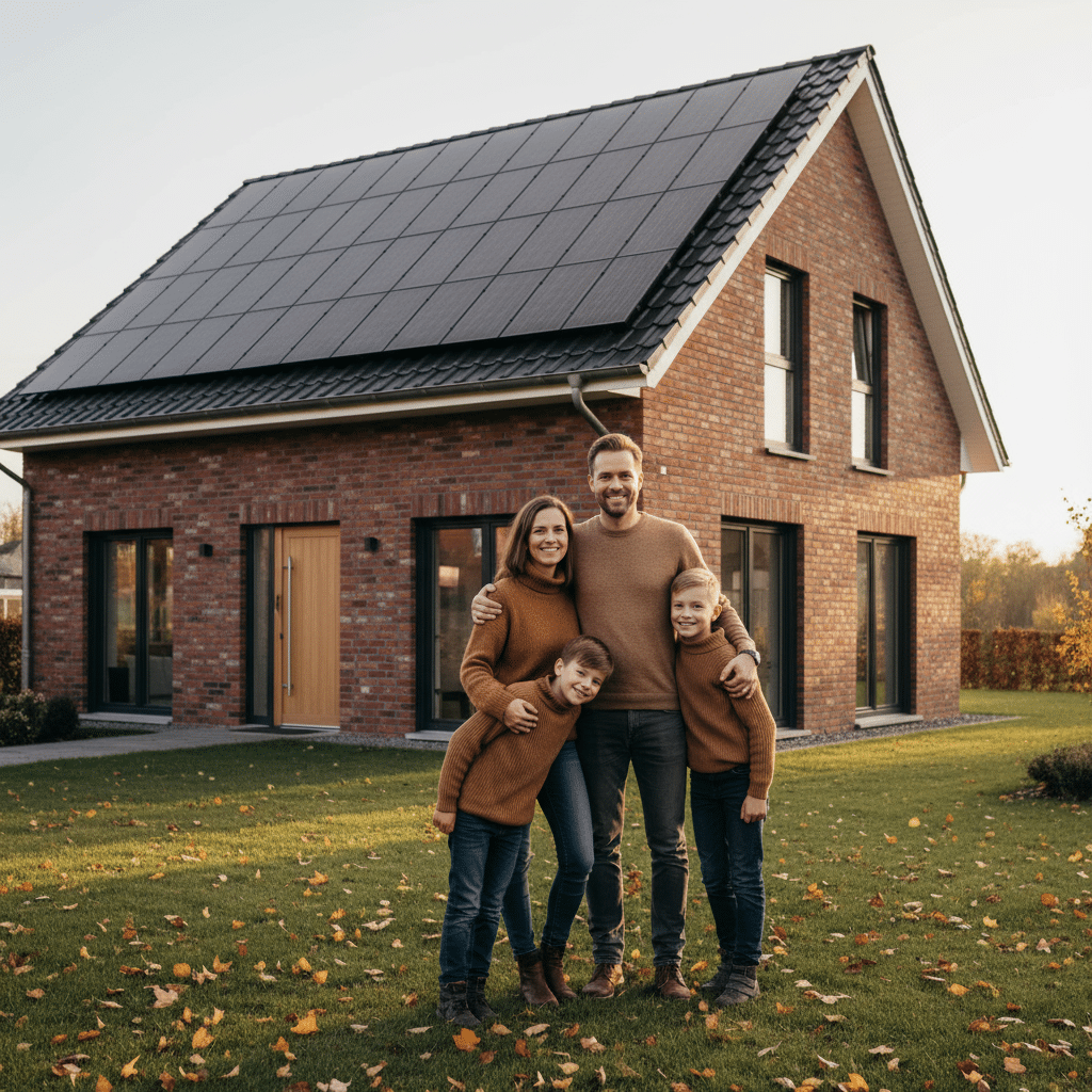 Famile Schmidt ist glücklich mit ihrem Batteriespeicher für die Photovoltaikanlage