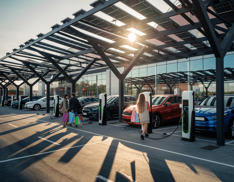 Schnelladesäulen in Einkaufzentren und Einzelhandel