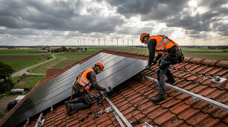 Fachbetrieb installiert Photovoltaikanlage auf Ziegeldach — Solarpflicht Niedersachsen umsetzen